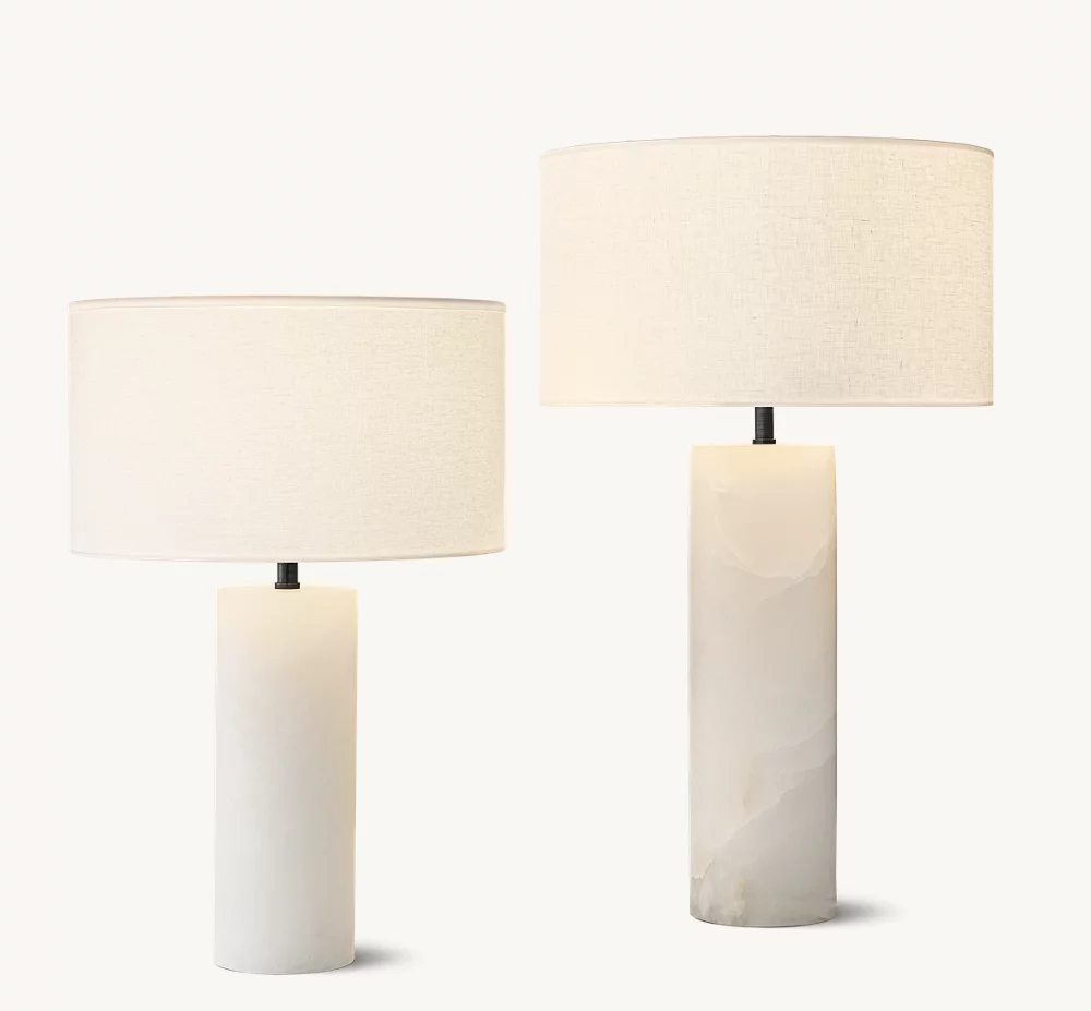 SAREZZO STONE CYLINDRICAL TABLE LAMP - Image 1