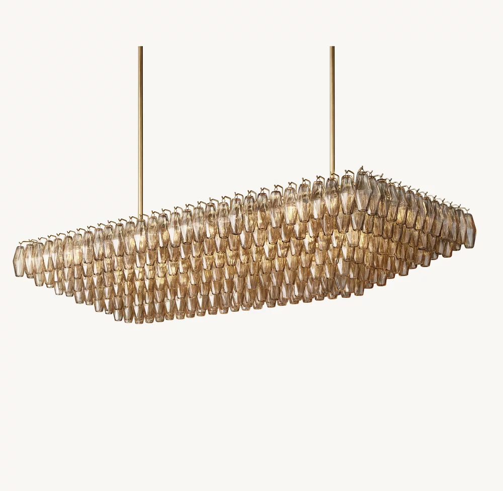 CHIARA SMOKE GLASS TIERED RECTANGULAR CHANDELIER 74