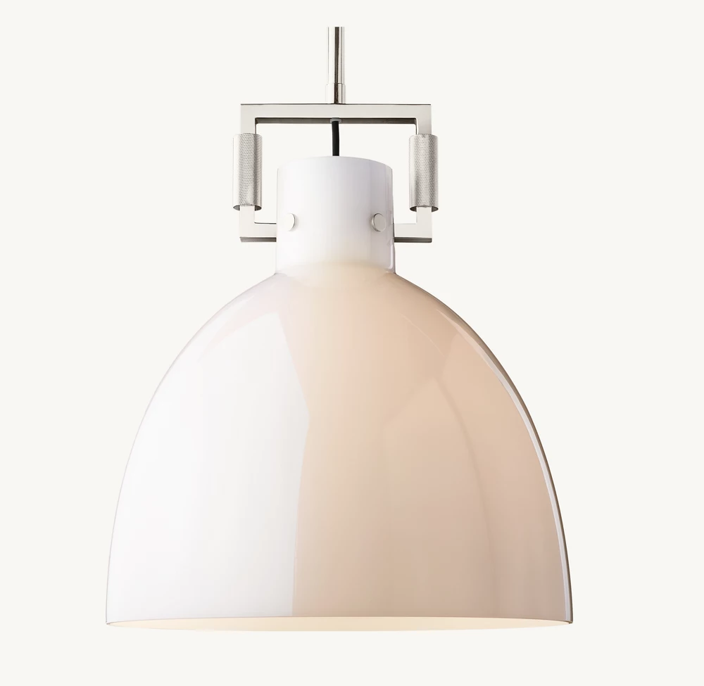MACHINIST MILK GLASS CLOCHE PENDANT - Image 1