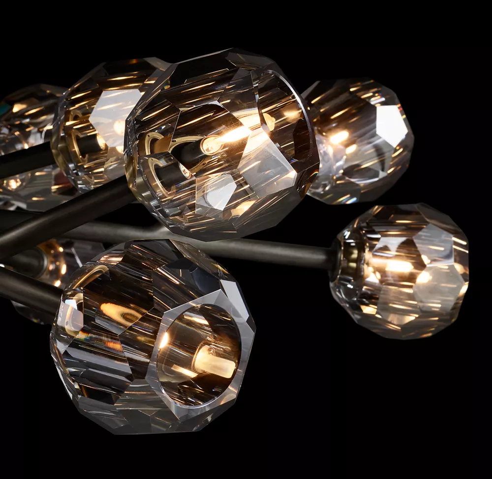 BOULE DE CRISTAL SMOKE GLASS OVAL CHANDELIER 72