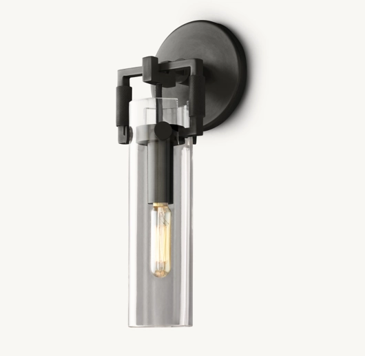 MACHINIST GLASS CYLINDER SCONCE 9