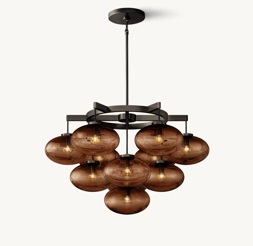 CABRETTE AMBER GLASS ROUND CHANDELIER 36