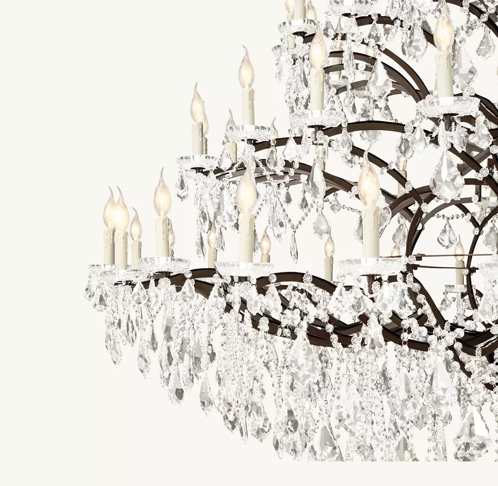 19TH C. ROCOCO IRON & CRYSTAL ROUND CHANDELIER 101
