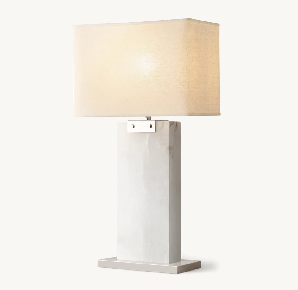 RECTANGULAR COLUMN ALABASTER TABLE LAMP - Image 2