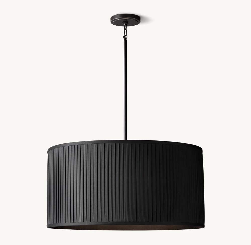 REED BLACK PLEATED DRUM PENDANT - Image 2