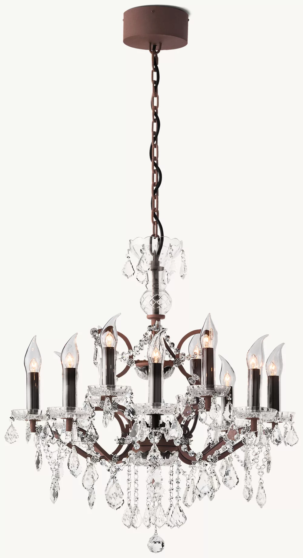 19TH C. ROCOCO IRON & CRYSTAL OUTDOOR CHANDELIER - Image 1