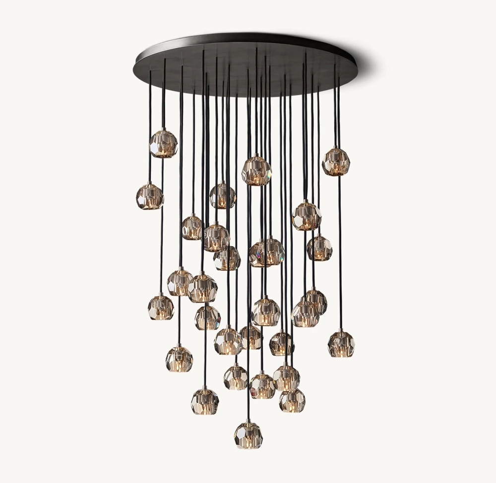 BOULE DE CRISTAL SMOKE GLASS ROUND CLUSTER CHANDELIER 40