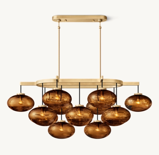 CABRETTE AMBER GLASS LINEAR CHANDELIER 54