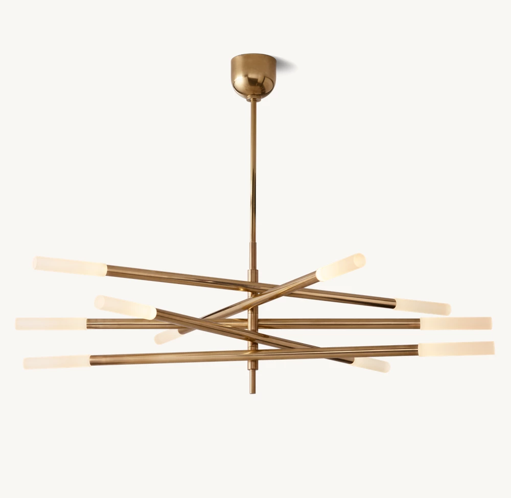 ROUSSEAU 10-LIGHT MOBILE ETCHED ROD CHANDELIER - Image 1