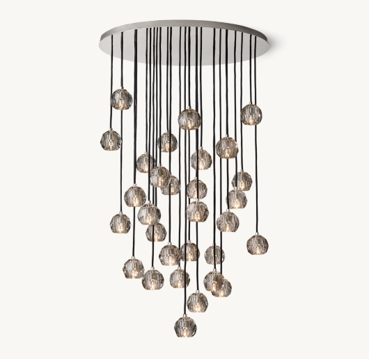 BOULE DE CRISTAL SMOKE GLASS ROUND CLUSTER CHANDELIER 40