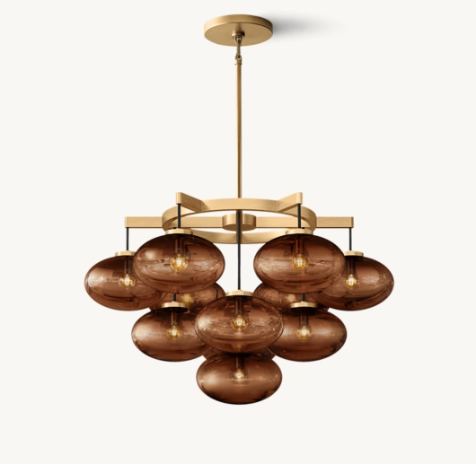 CABRETTE AMBER GLASS ROUND CHANDELIER 36