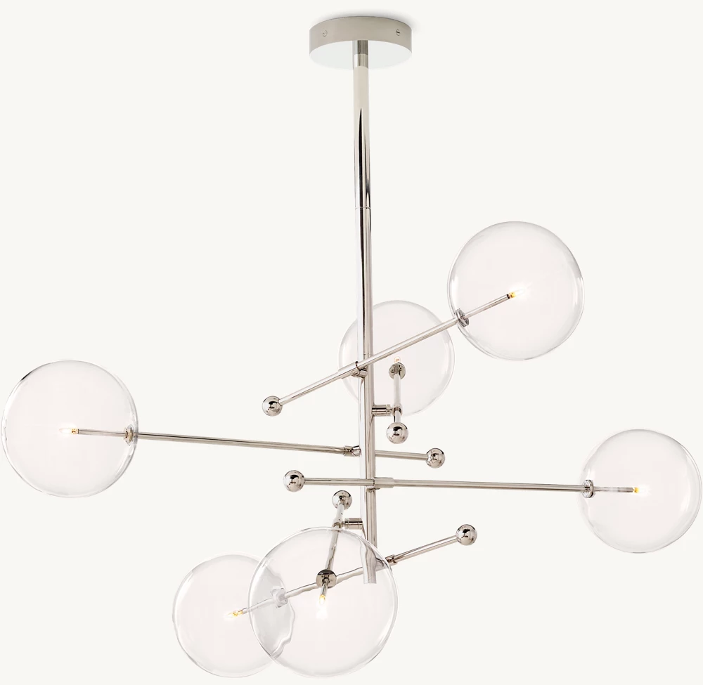 GLASS GLOBE MOBILE SIX-ARM CHANDELIER 55