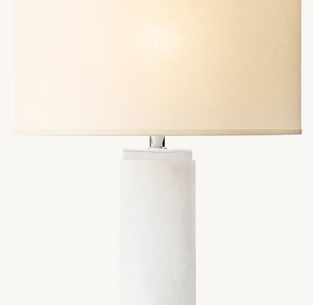 SQUARE COLUMN ALABASTER TABLE LAMP - Image 1
