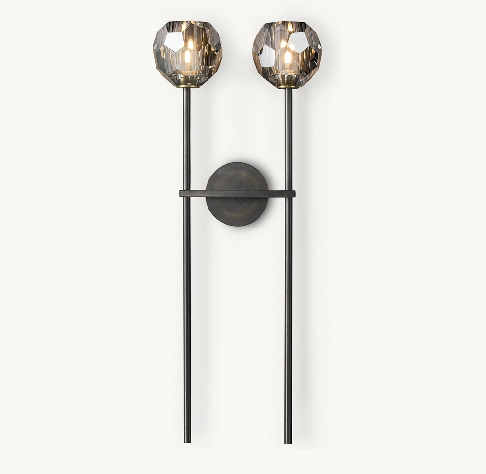 BOULE DE CRISTAL SMOKE GLASS GRAND DOUBLE SCONCE - Image 2