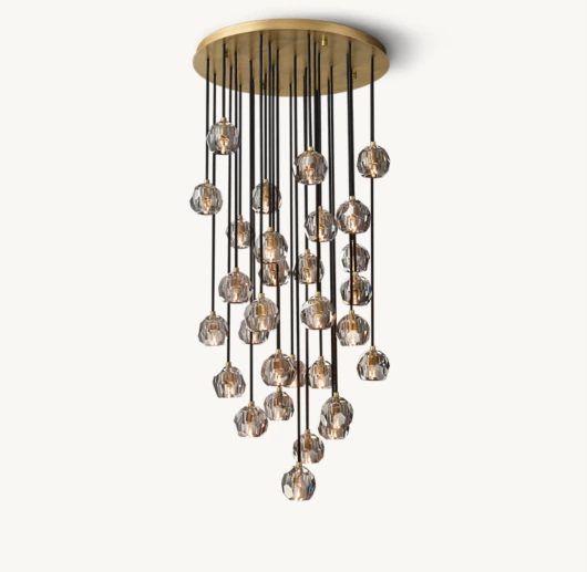 BOULE DE CRISTAL SMOKE GLASS ROUND CLUSTER CHANDELIER 30