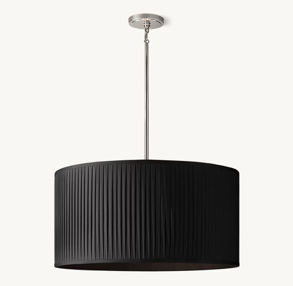 REED BLACK PLEATED DRUM PENDANT - Image 2