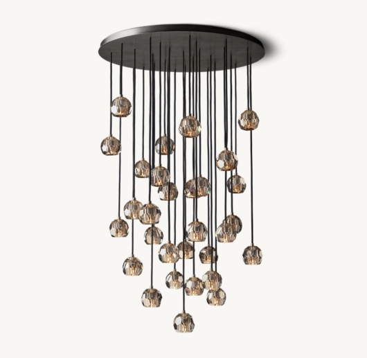 BOULE DE CRISTAL SMOKE GLASS ROUND CLUSTER CHANDELIER 40