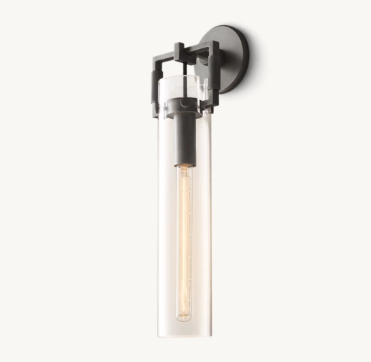 MACHINIST GLASS CYLINDER SCONCE 16