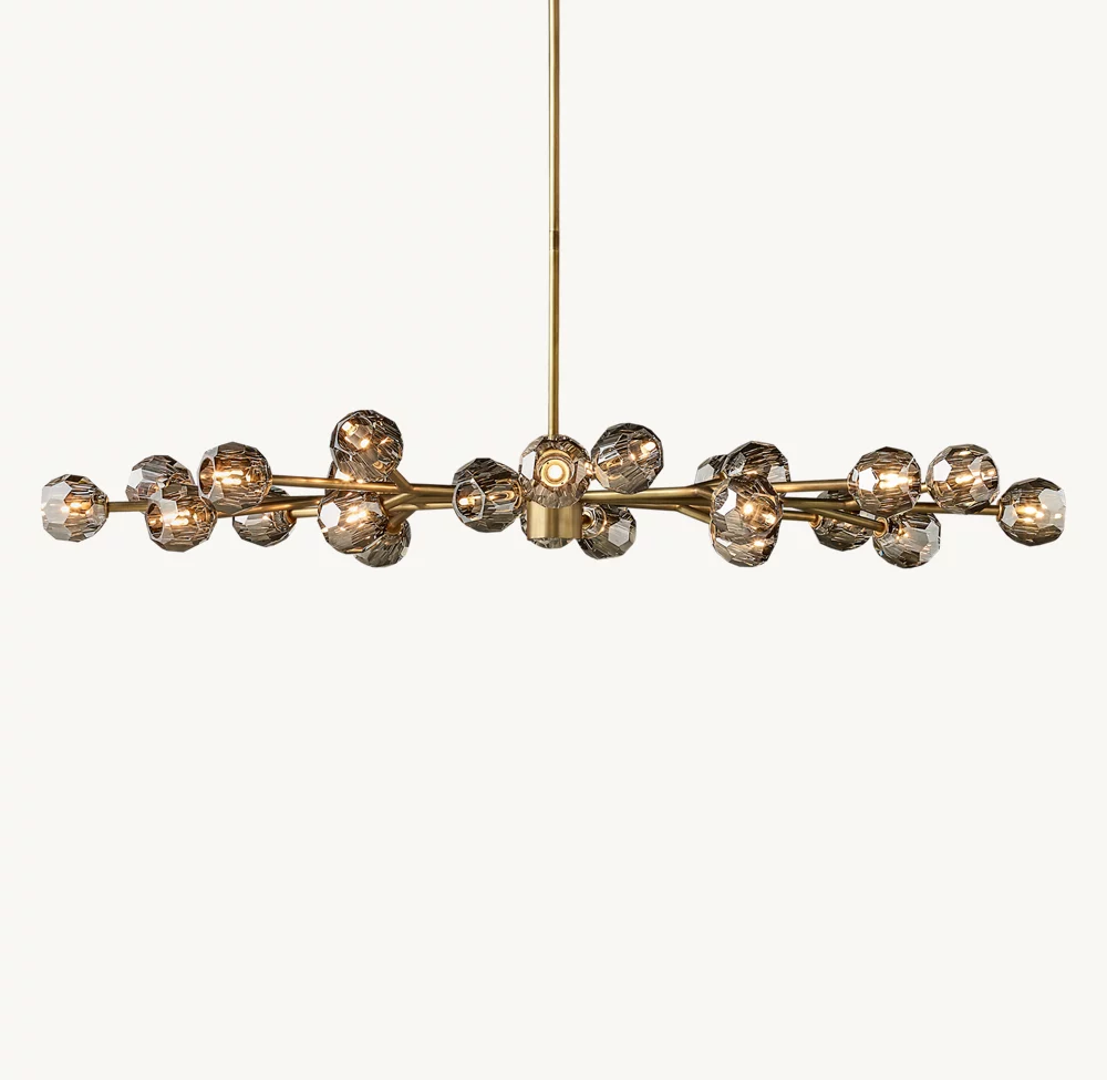 BOULE DE CRISTAL SMOKE GLASS OVAL CHANDELIER 72