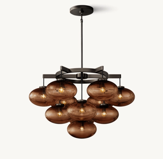 CABRETTE AMBER GLASS ROUND CHANDELIER 36