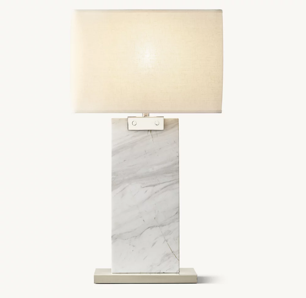 RECTANGULAR COLUMN MARBLE TABLE LAMP - Image 1