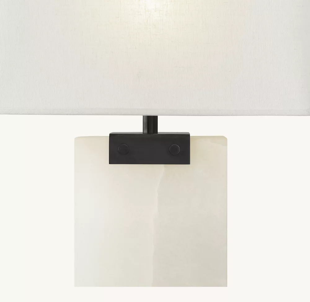 RECTANGULAR COLUMN ALABASTER TABLE LAMP - Image 1