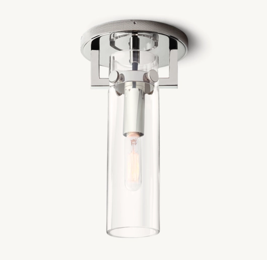 MACHINIST GLASS CYLINDER FLUSHMOUNT