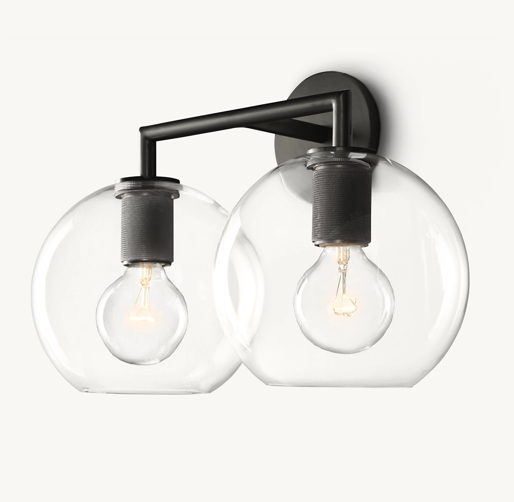 UTILITAIRE GLOBE SHADE DOUBLE SCONCE - Image 1