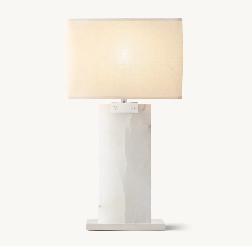 RECTANGULAR COLUMN ALABASTER TABLE LAMP - Image 6