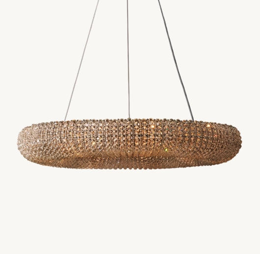 CRYSTAL HALO SMOKE ROUND LED CHANDELIER 32