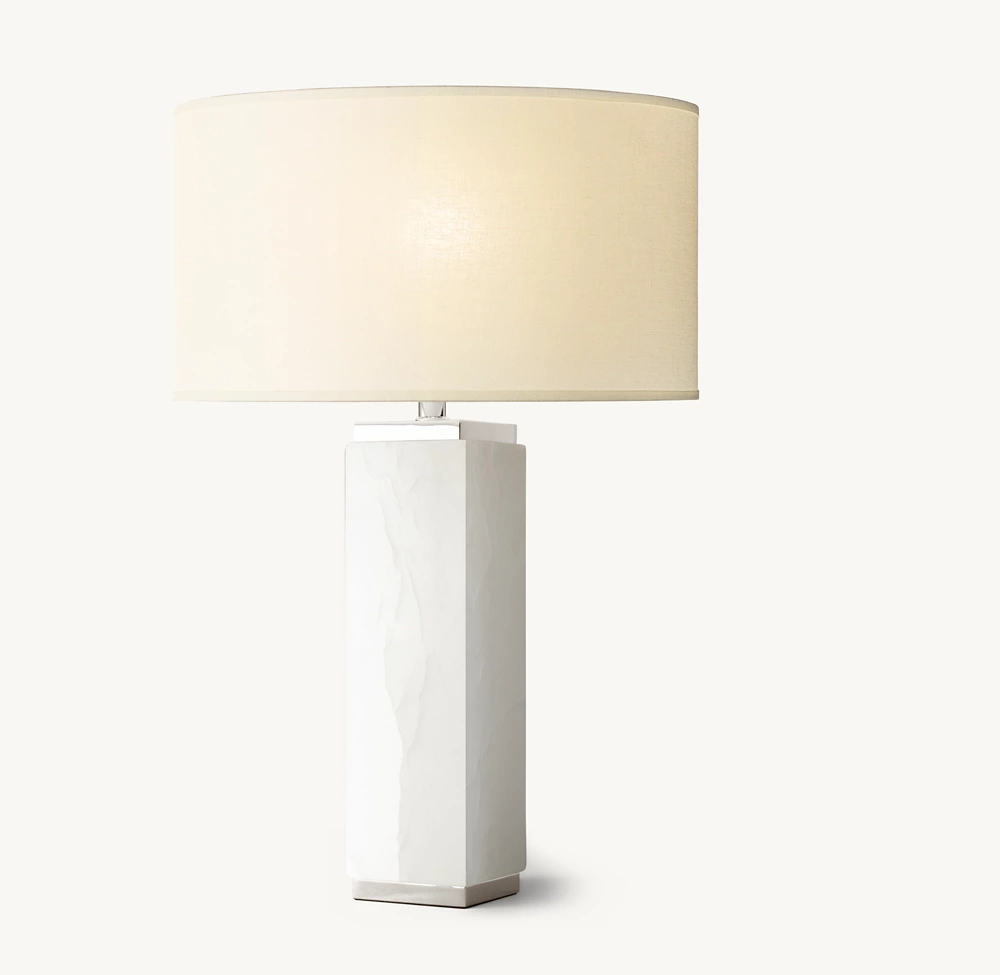 SQUARE COLUMN ALABASTER TABLE LAMP - Image 2