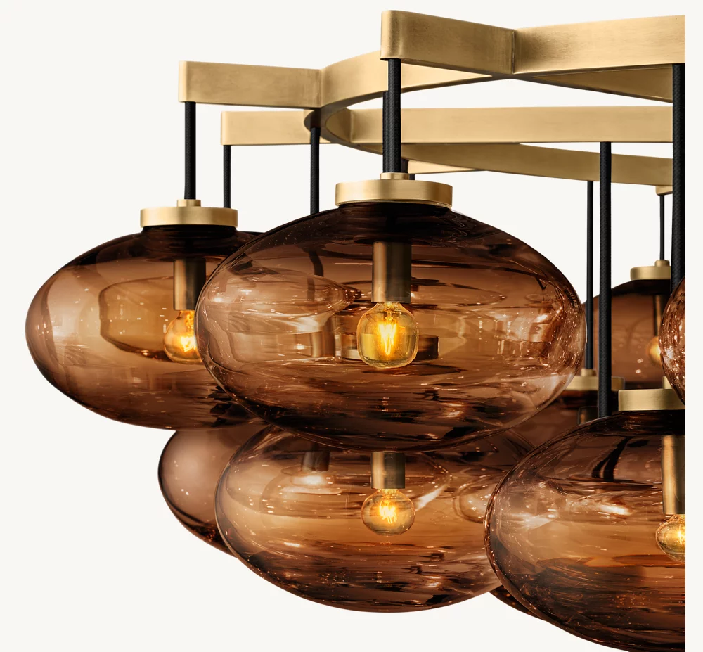 CABRETTE AMBER GLASS ROUND CHANDELIER 60