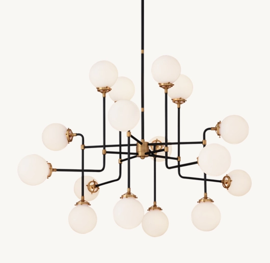 BISTRO GLOBE MILK GLASS CHANDELIER 56