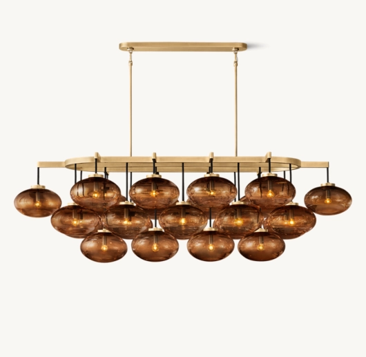 CABRETTE AMBER GLASS LINEAR CHANDELIER 72