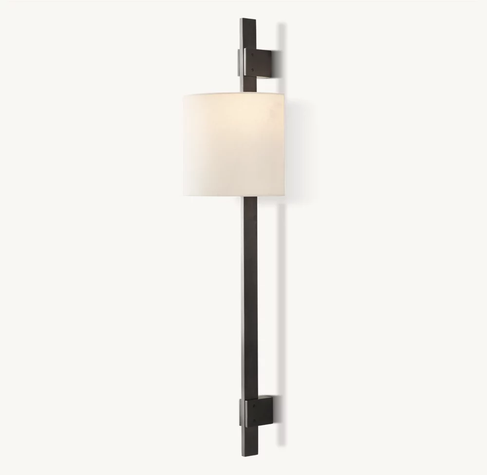 VELA RECTANGULAR BAR SCONCE - ROUND SHADE - Image 1