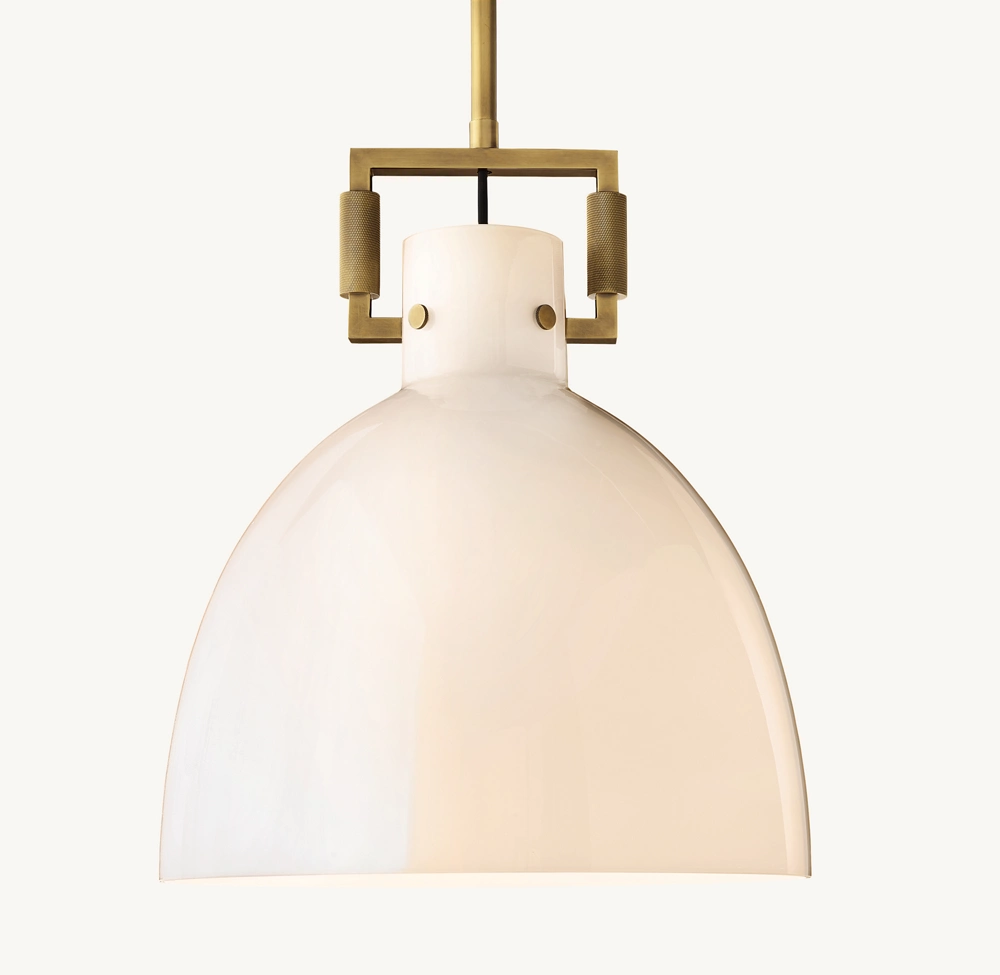 MACHINIST MILK GLASS CLOCHE PENDANT - Image 1