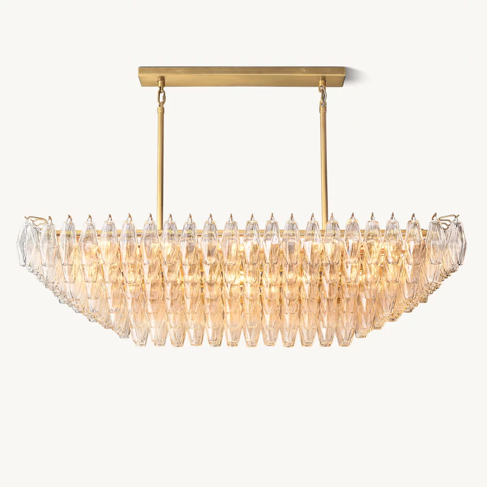 CHIARA CLEAR GLASS TIERED RECTANGULAR CHANDELIER 54