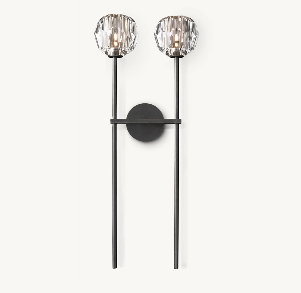 BOULE DE CRISTAL CLEAR GLASS GRAND DOUBLE SCONCE - Image 2