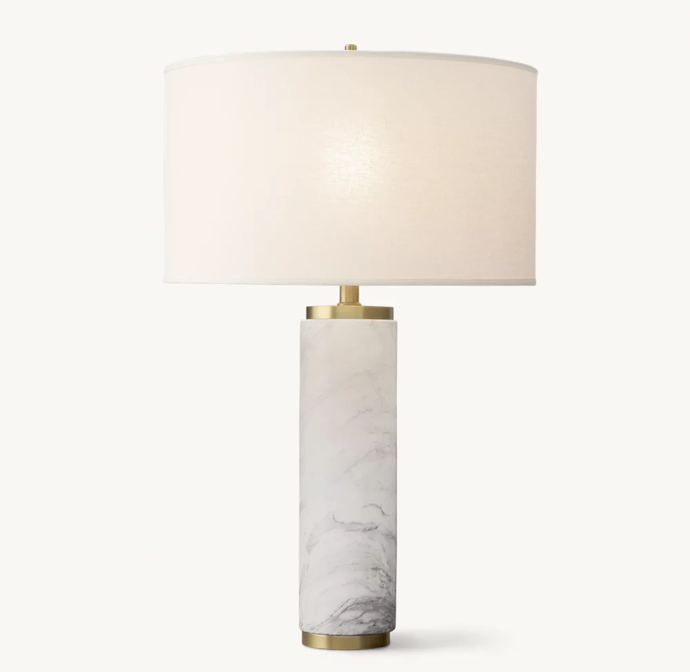 CYLINDRICAL COLUMN MARBLE TABLE LAMP - Image 1