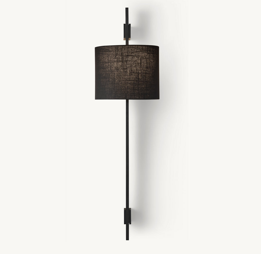 VELA RECTANGULAR BAR SCONCE - ROUND SHADE - Image 3