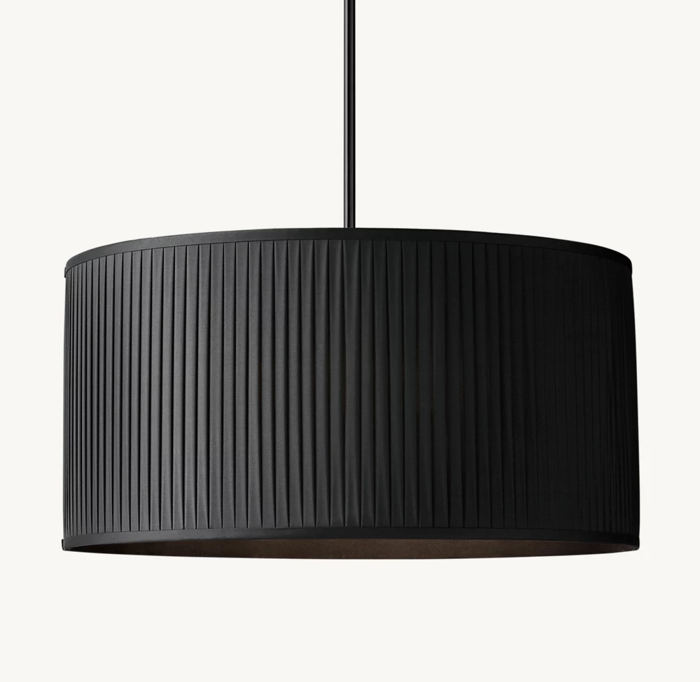 REED BLACK PLEATED DRUM PENDANT - Image 1