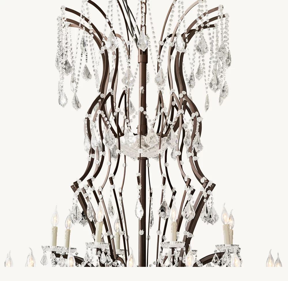 19TH C. ROCOCO IRON & CRYSTAL ROUND CHANDELIER 101