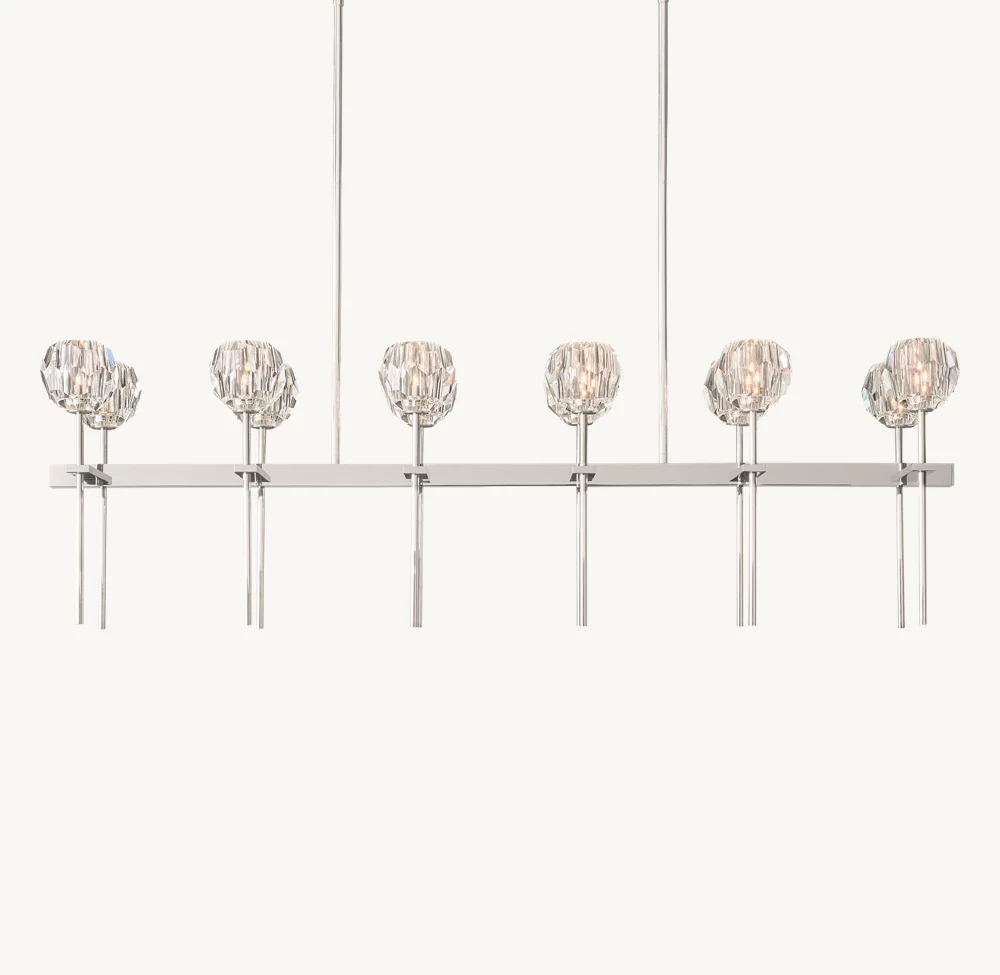 BOULE DE CRISTAL CLEAR GLASS DOUBLE LINEAR CHANDELIER 60