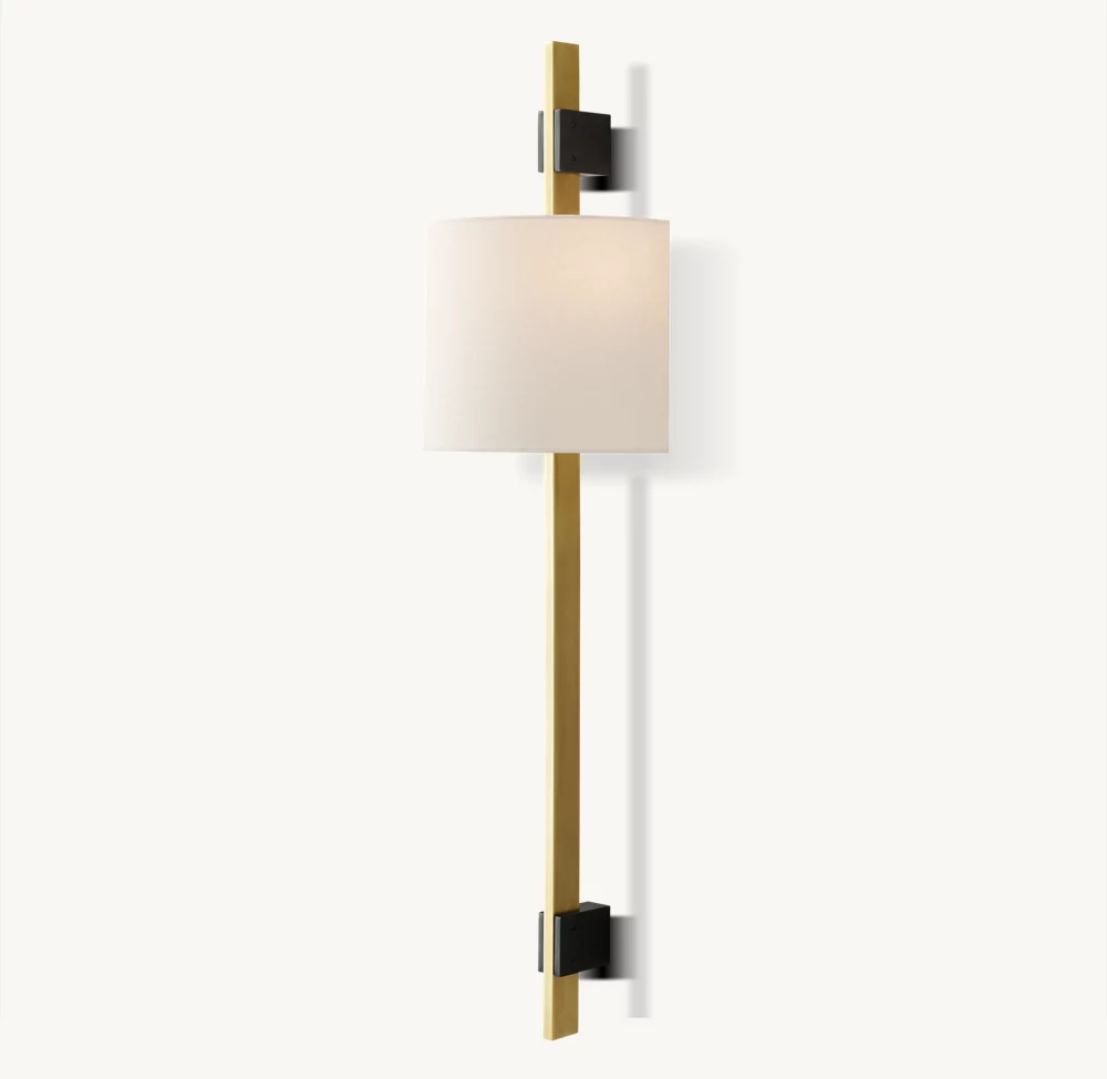 VELA RECTANGULAR BAR SCONCE - ROUND SHADE - Image 1