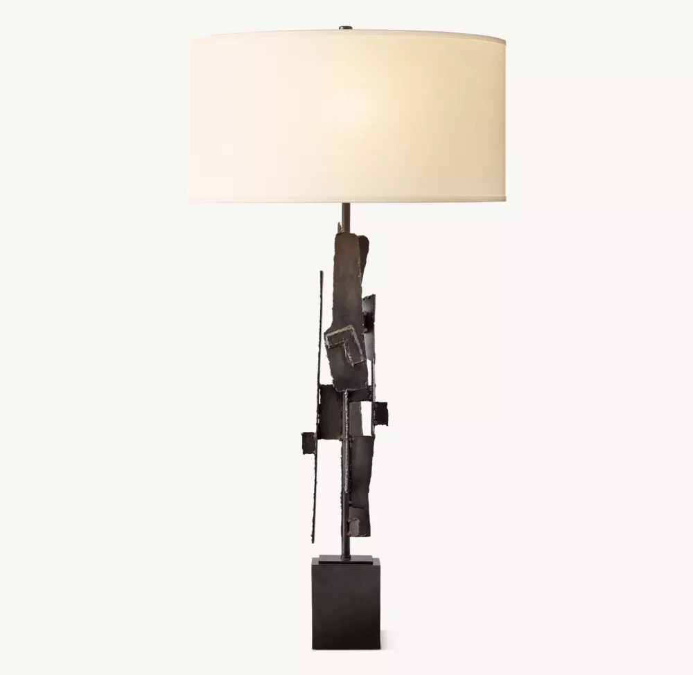 BRUTALIST TORCH-CUT BUFFET LAMP - Image 1
