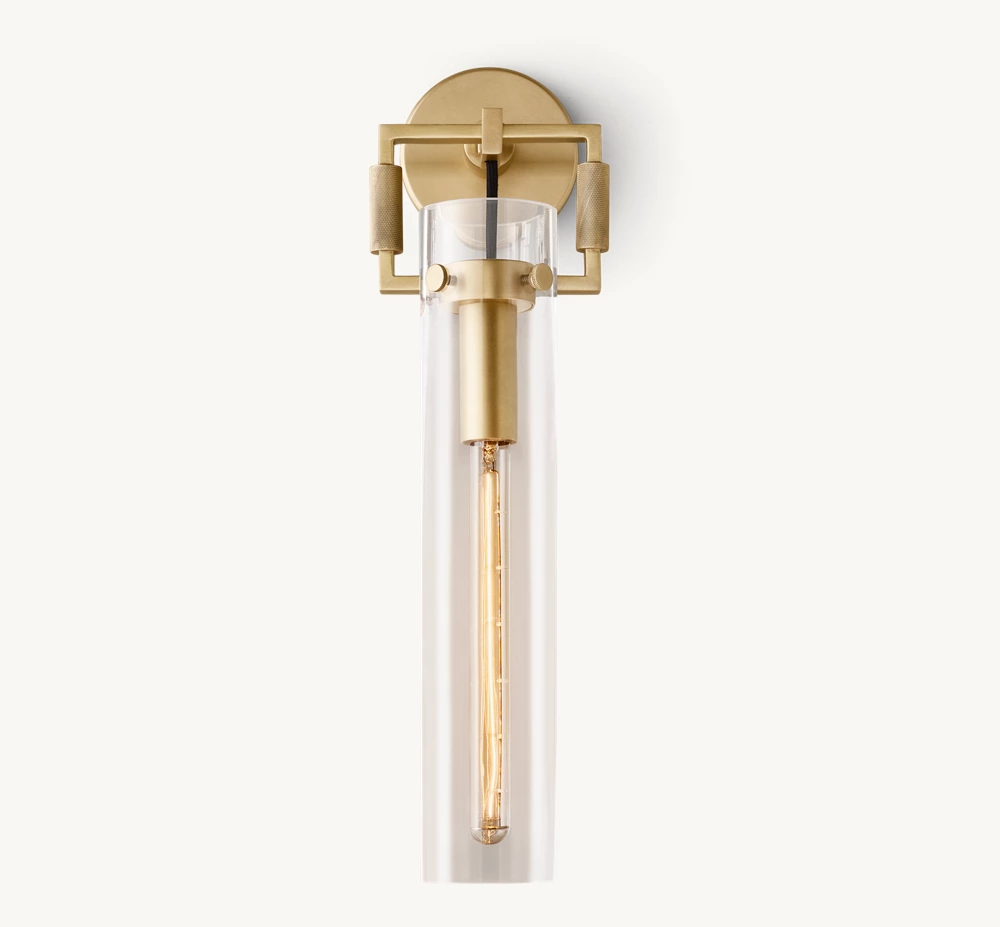 MACHINIST GLASS CYLINDER SCONCE 16