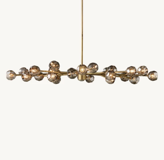 BOULE DE CRISTAL SMOKE GLASS OVAL CHANDELIER 72