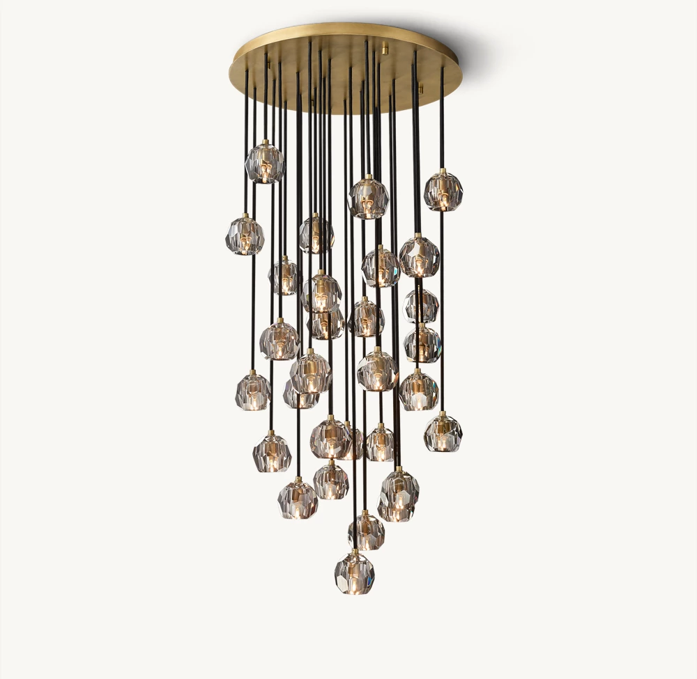 BOULE DE CRISTAL SMOKE GLASS ROUND CLUSTER CHANDELIER 30