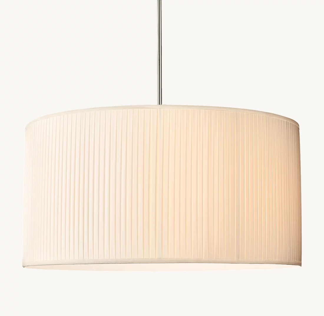 REED WHITE PLEATED DRUM PENDANT - Finish Options, Fabric Options