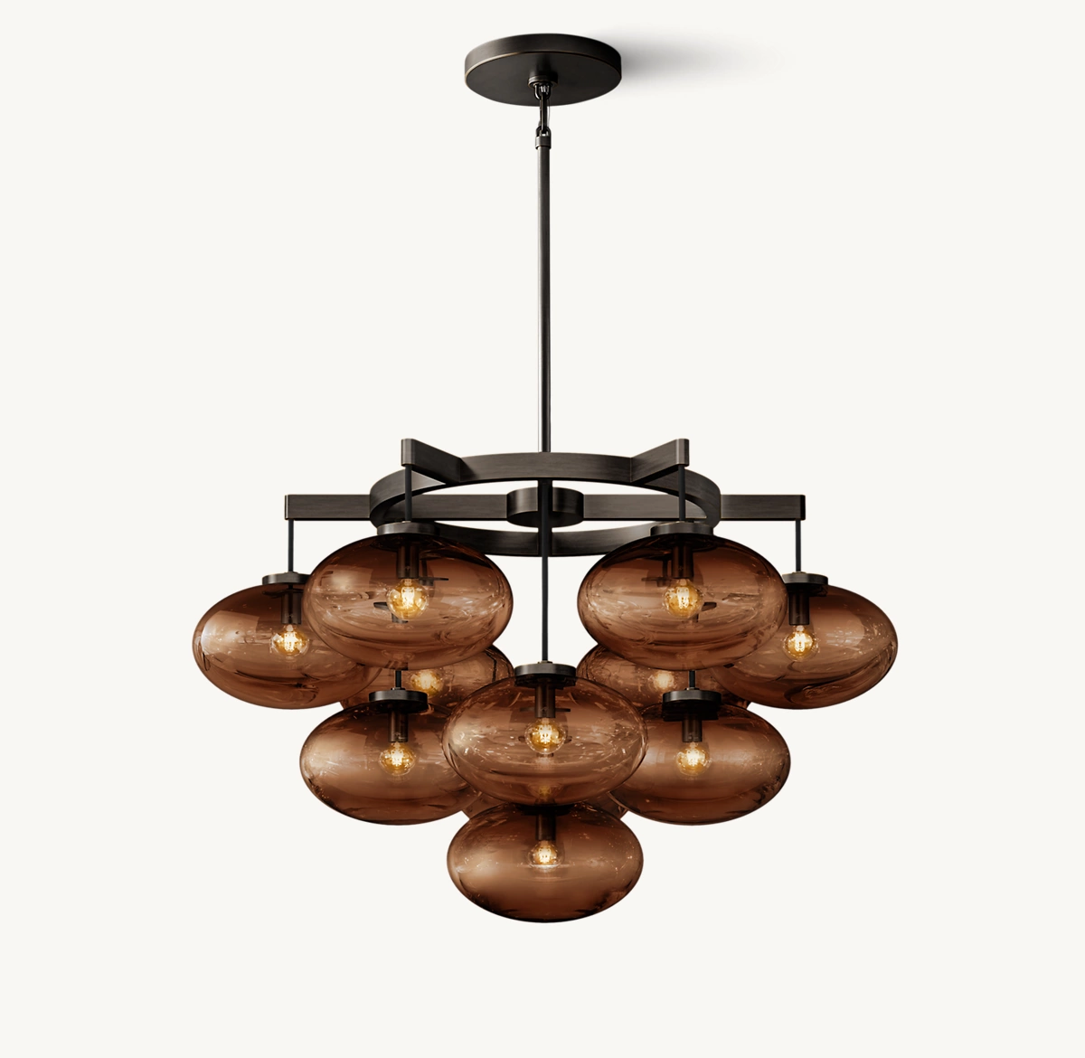 CABRETTE AMBER GLASS ROUND CHANDELIER 36